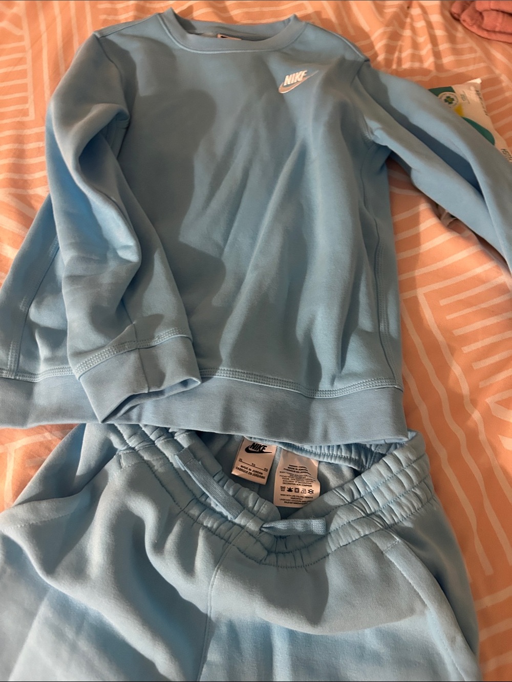 Nike Baby Blue Crewneck Sweatshirt and Jogger Set